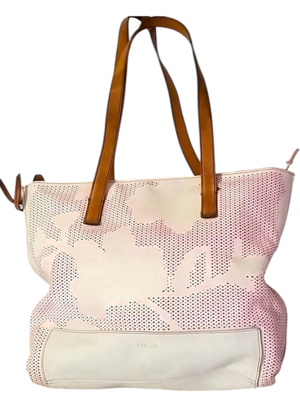 FOSSIL Madison Tote Floral Perforated Leather Classic Bag